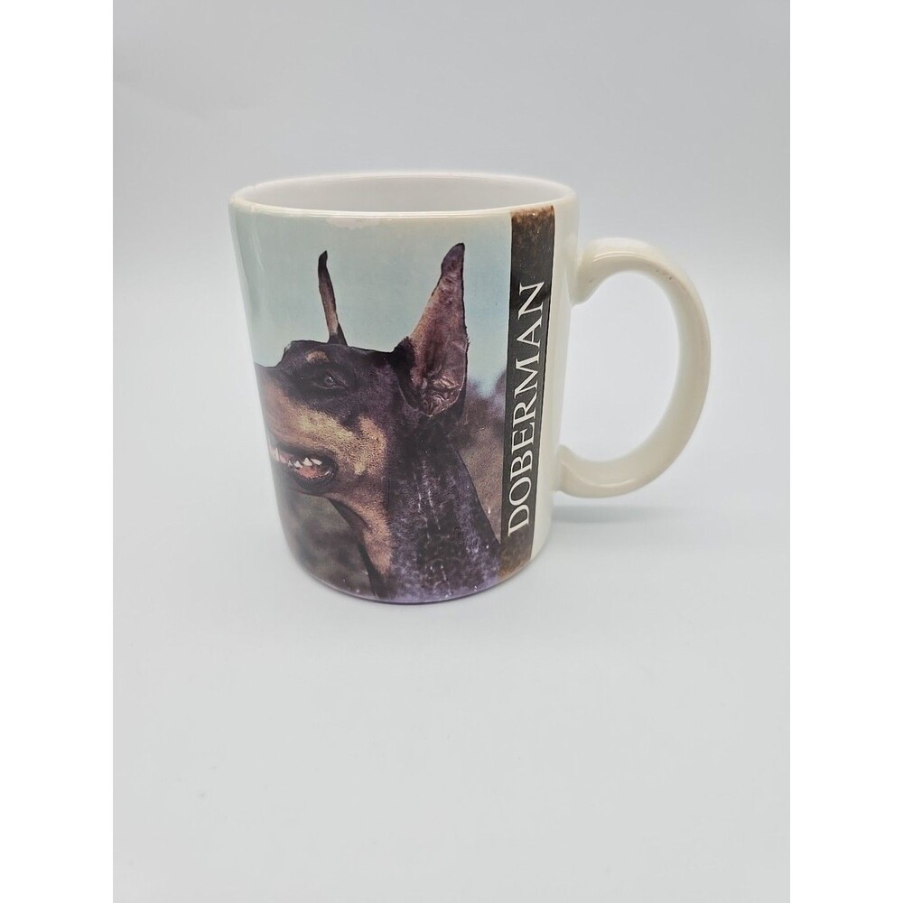1993 XPRESS Pembroke Doberman Pinscher Dog Mug Coffee Cup Vintage Sally Klein